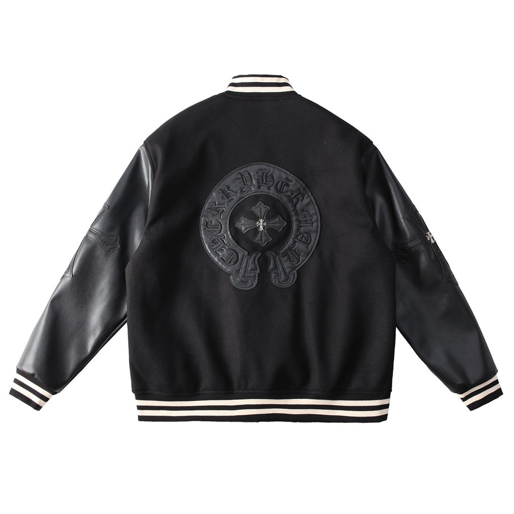 CHROME HEARTS HORSE SHOE LOGO VARSITY JACKET BLACK - netstar®
