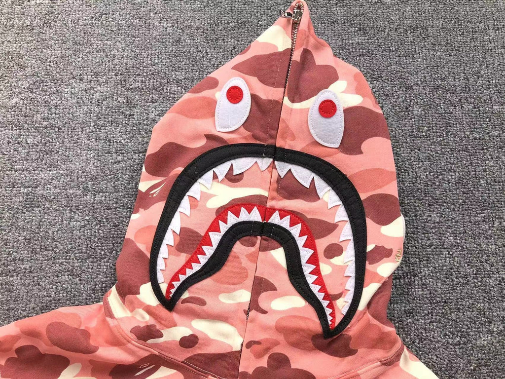 BAPE X BARBIE DOT CAMO SHARK FULL ZIP HOODIE PINK - netstar®