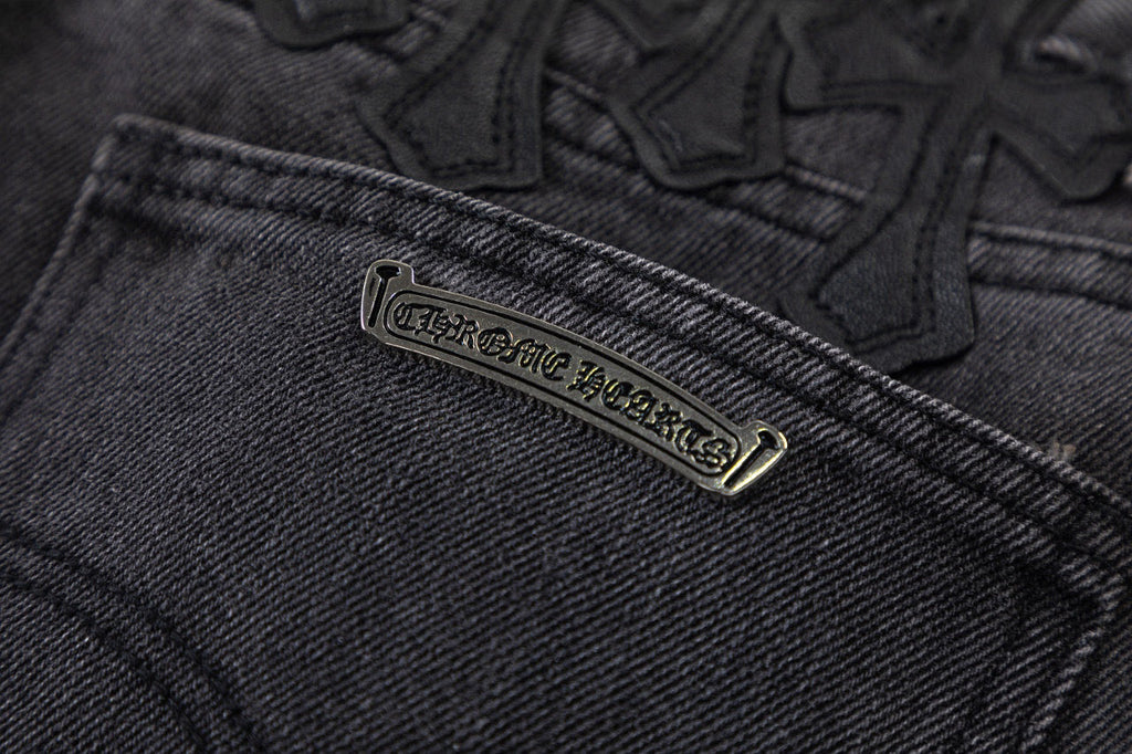 CHROME HEARTS BROWN CROSS PATCH JEANS BLACK - netstar®