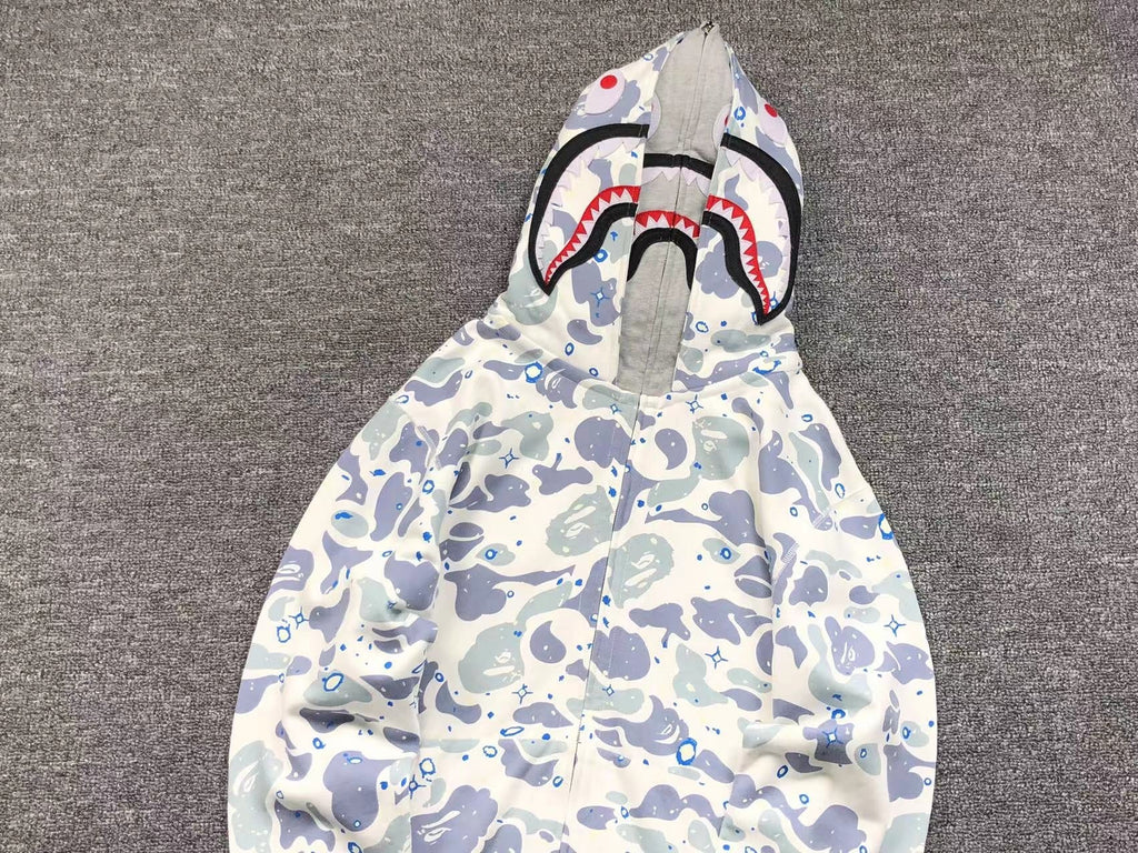 BAPE SPACE CAMO DOUBLE SHARK FULL ZIP HOODIE WHITE - netstar®
