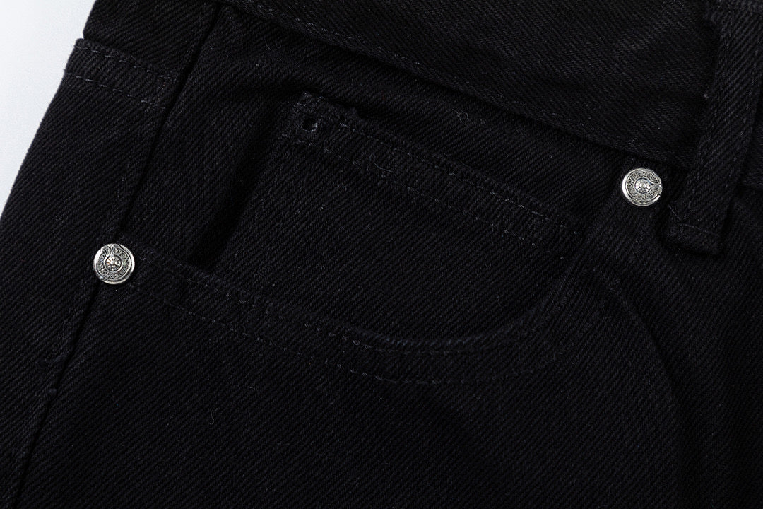 CHROME HEARTS BLUE CROSS PATCH JEANS BLACK - netstar®