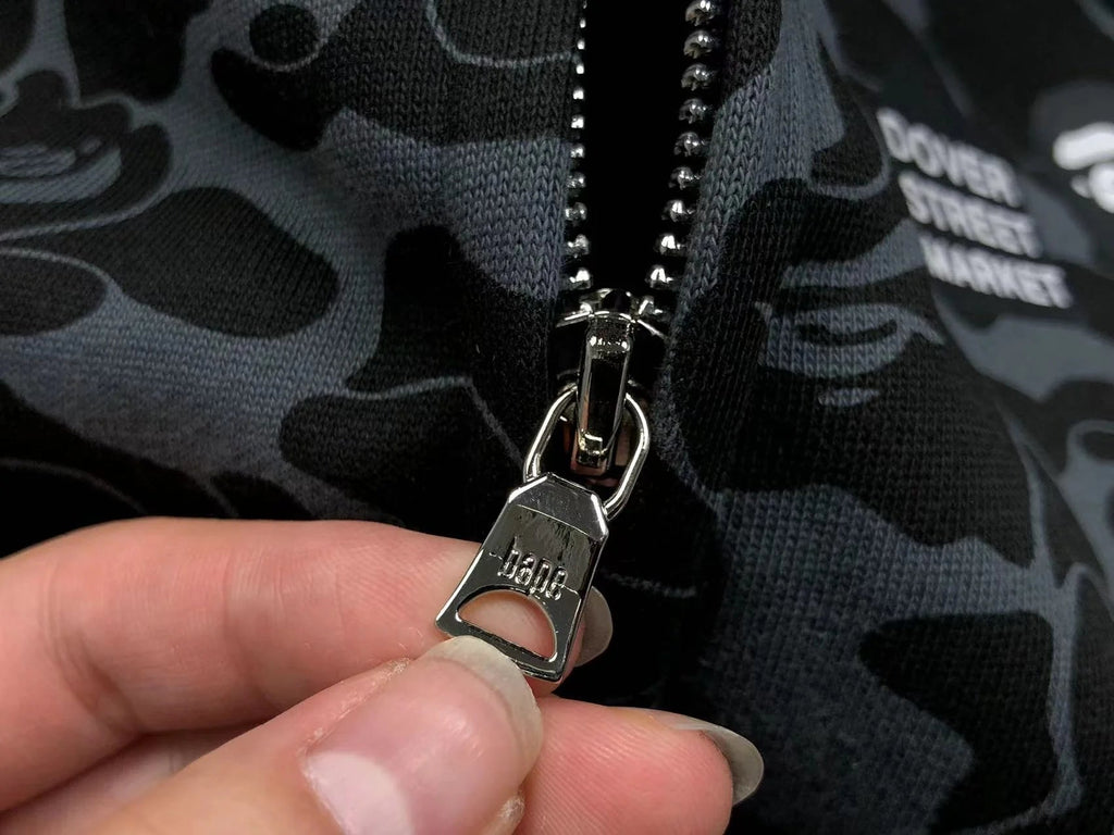 BAPE X DOVER STREET MARKET SPECIAL CAMO SHARK FULL ZIP HOODIE BLACK - netstar®