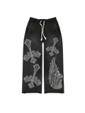 Rhinestone ‘Falling Cross’ Sweatpants