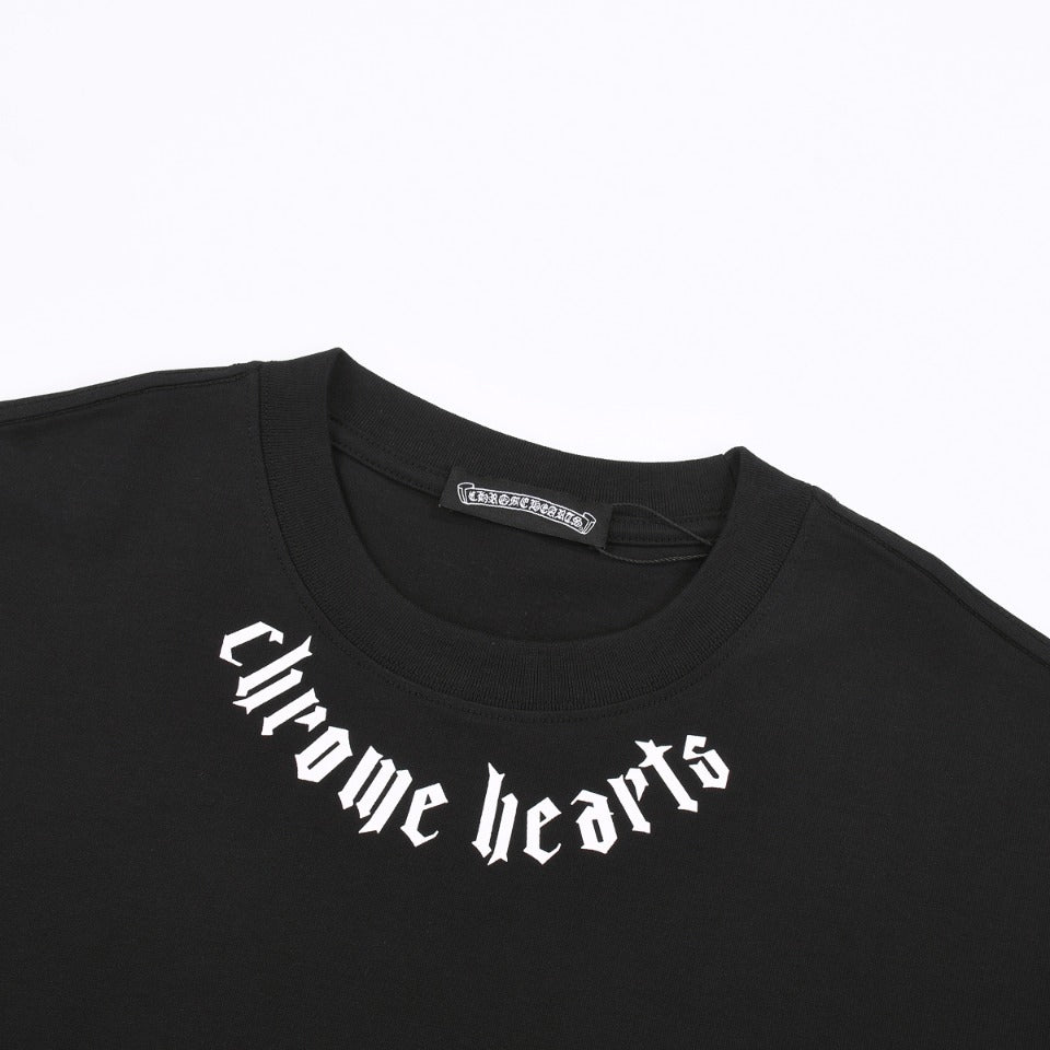 CHROME HEARTS LOGO COLLAR T-SHIRT BLACK - netstar®