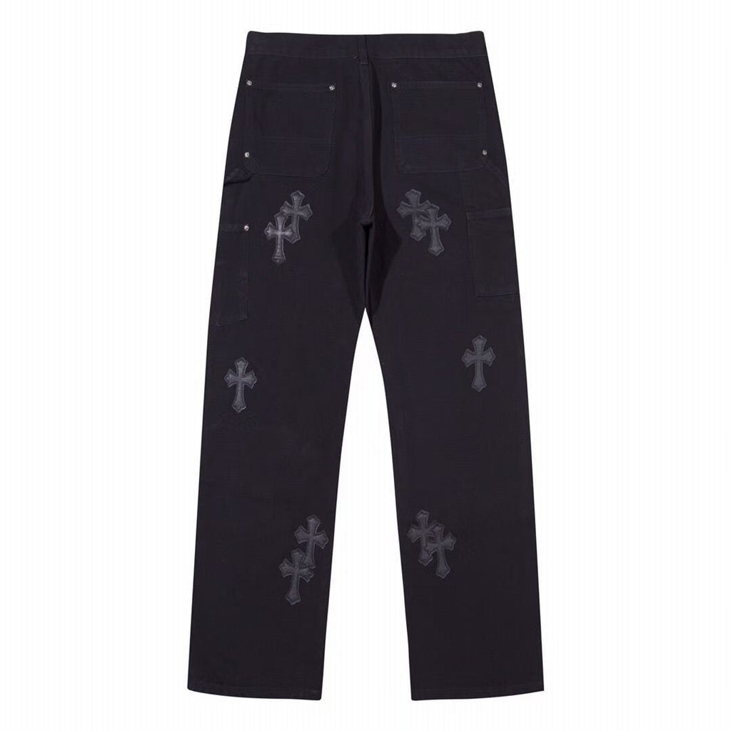 CHROME HEARTS BLACK DOUBLE KNEE CARPENTER JEANS - netstar®