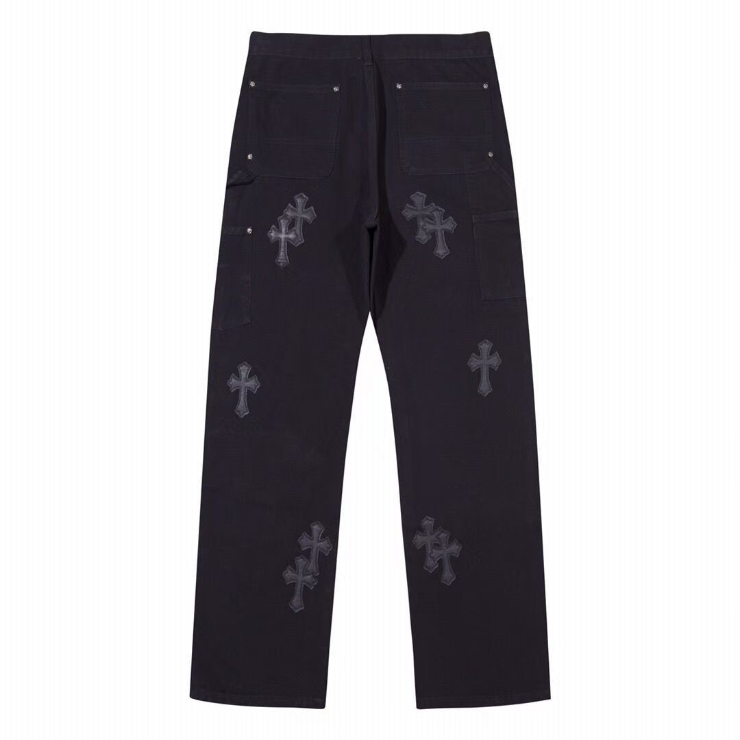 CHROME HEARTS BLACK DOUBLE KNEE CARPENTER JEANS - netstar®