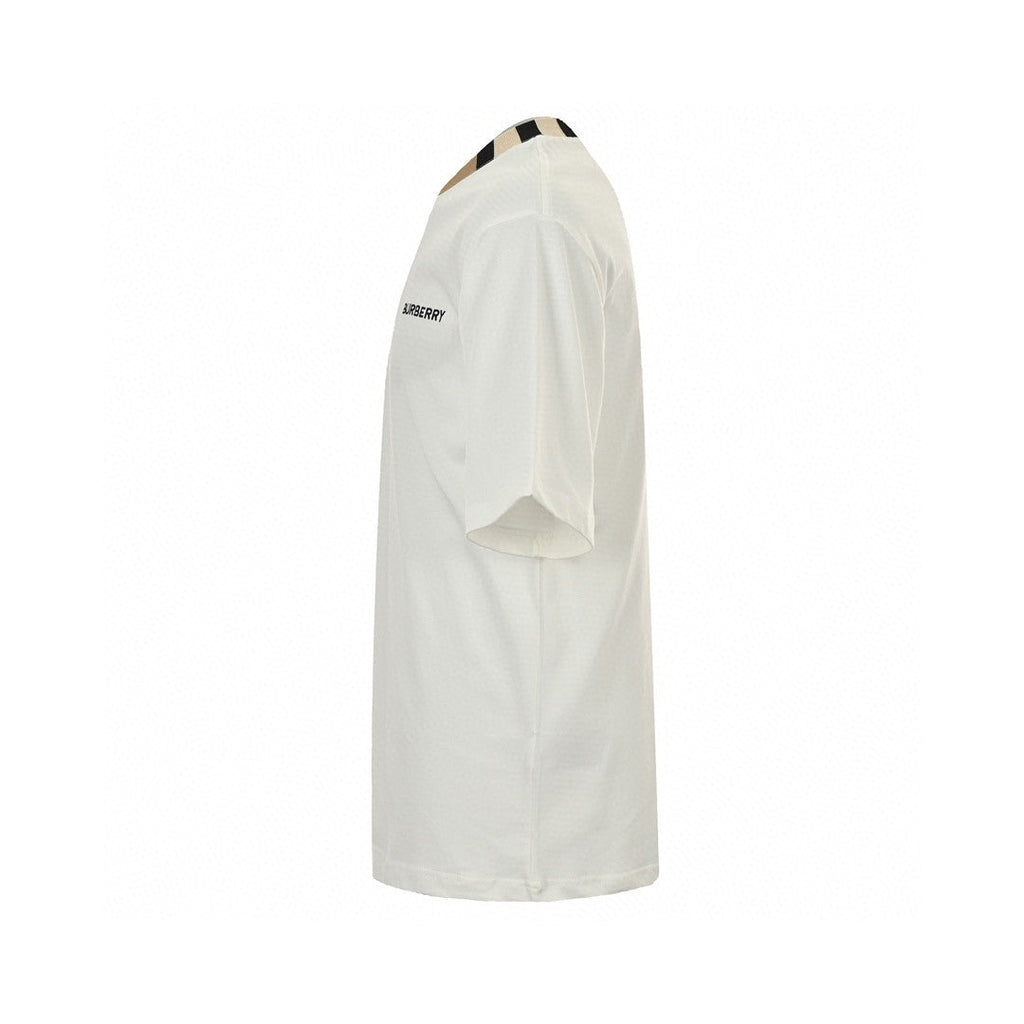 Burberry Check Collar T-Shirt in White