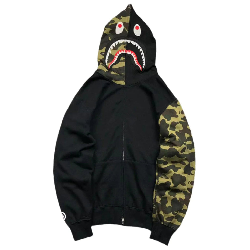 BAPE GREEN CAMO FULL ZIP HOODIE BLACK - netstar®