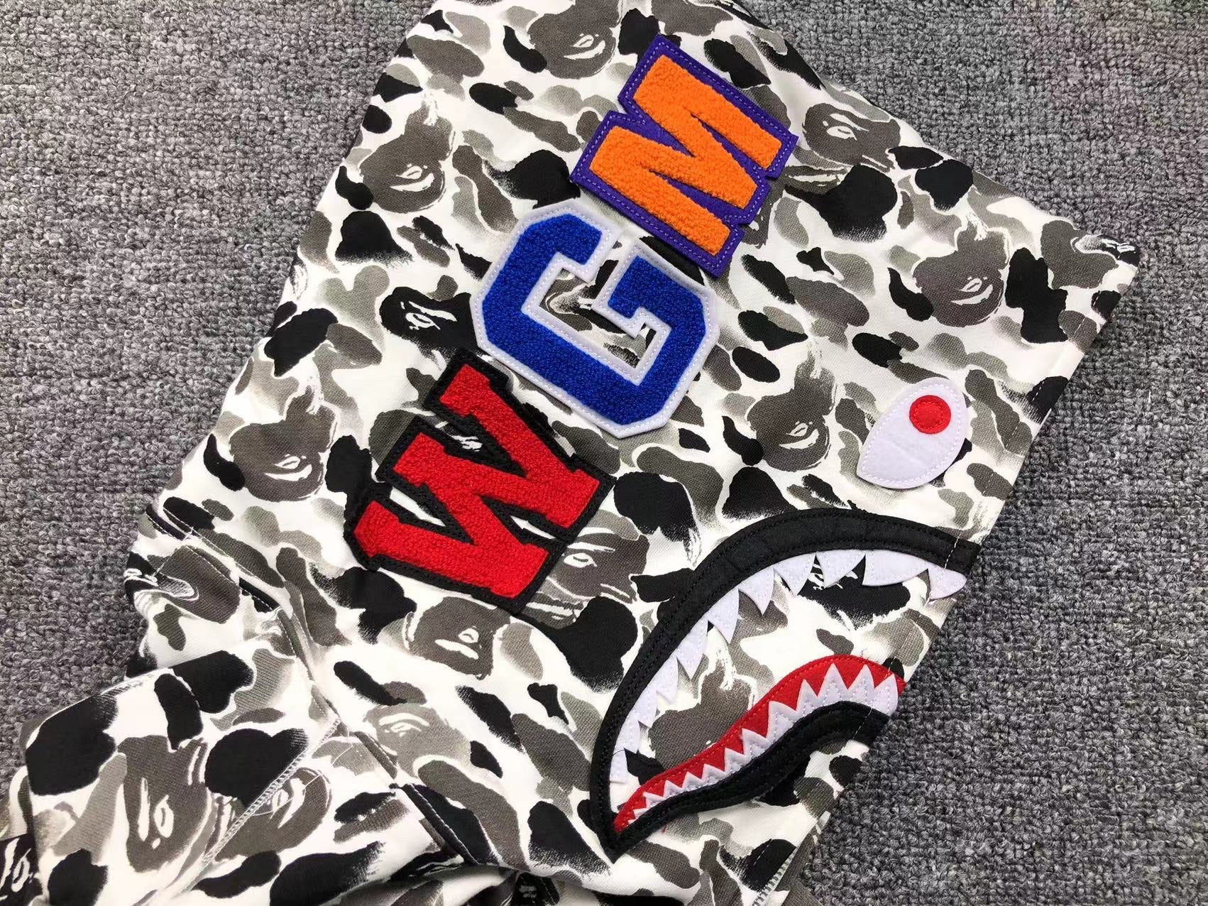 BAPE ABC CAMO SHARK FULL ZIP HOODIE GREY - netstar®