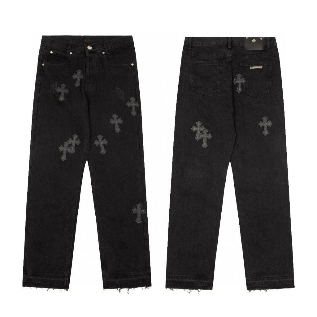 CHROME HEARTS BLACK CROSS PATCH JEANS BLACK - netstar®