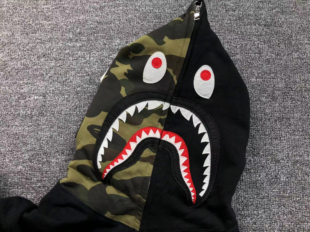 BAPE GREEN CAMO FULL ZIP HOODIE BLACK - netstar®