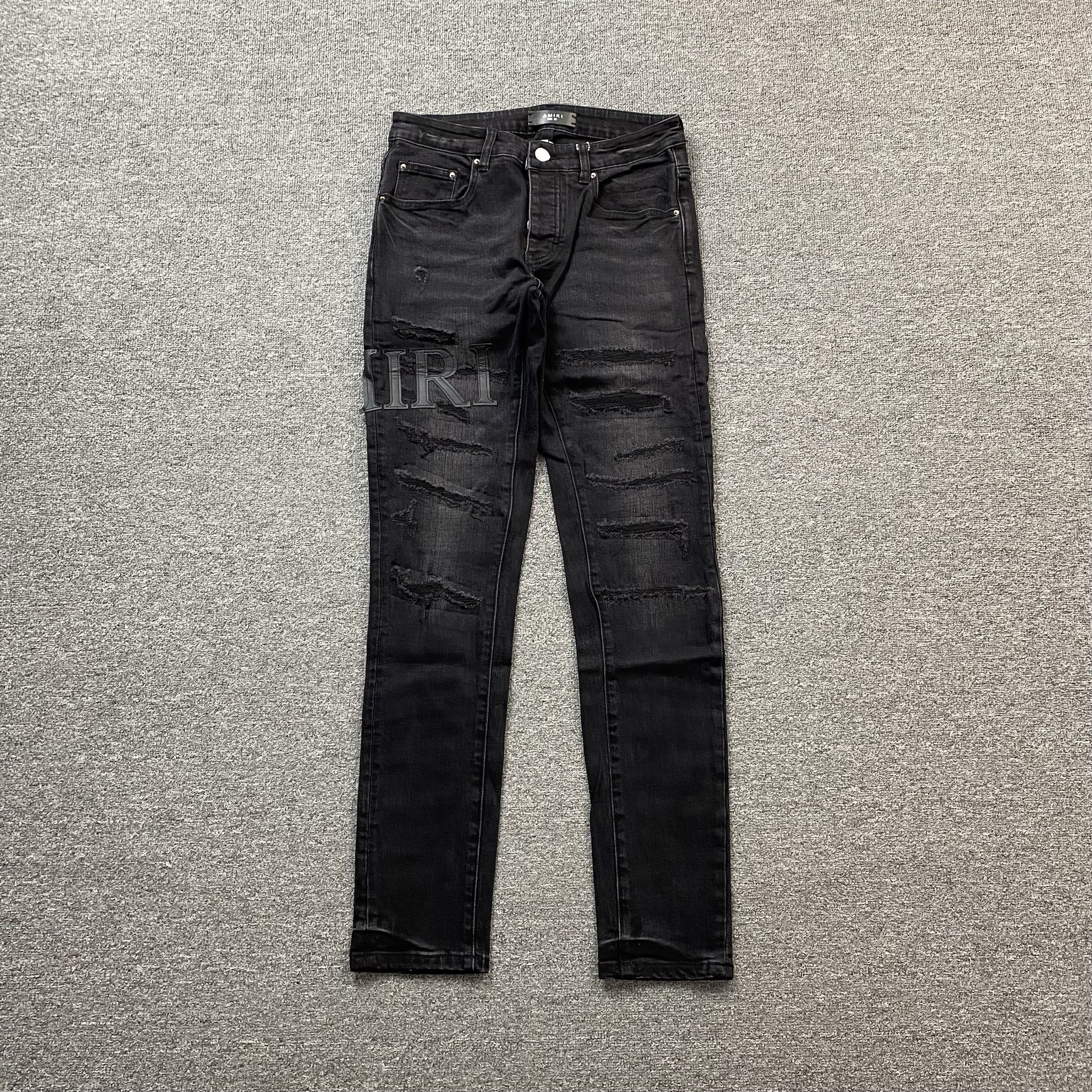 AMIRI CORE APPLIQUE BLACK LEATHER JEANS - netstar®