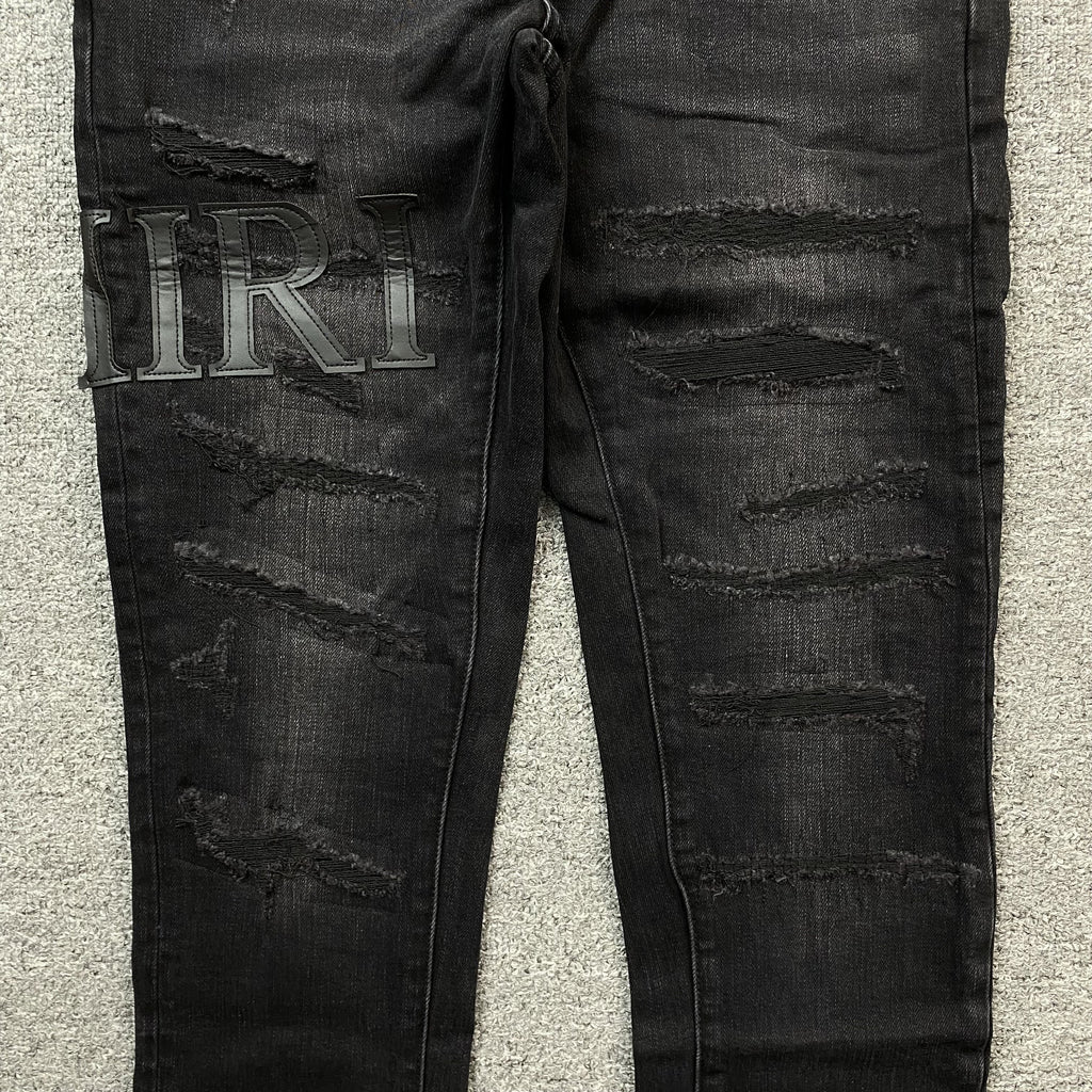 AMIRI CORE APPLIQUE BLACK LEATHER JEANS - netstar®