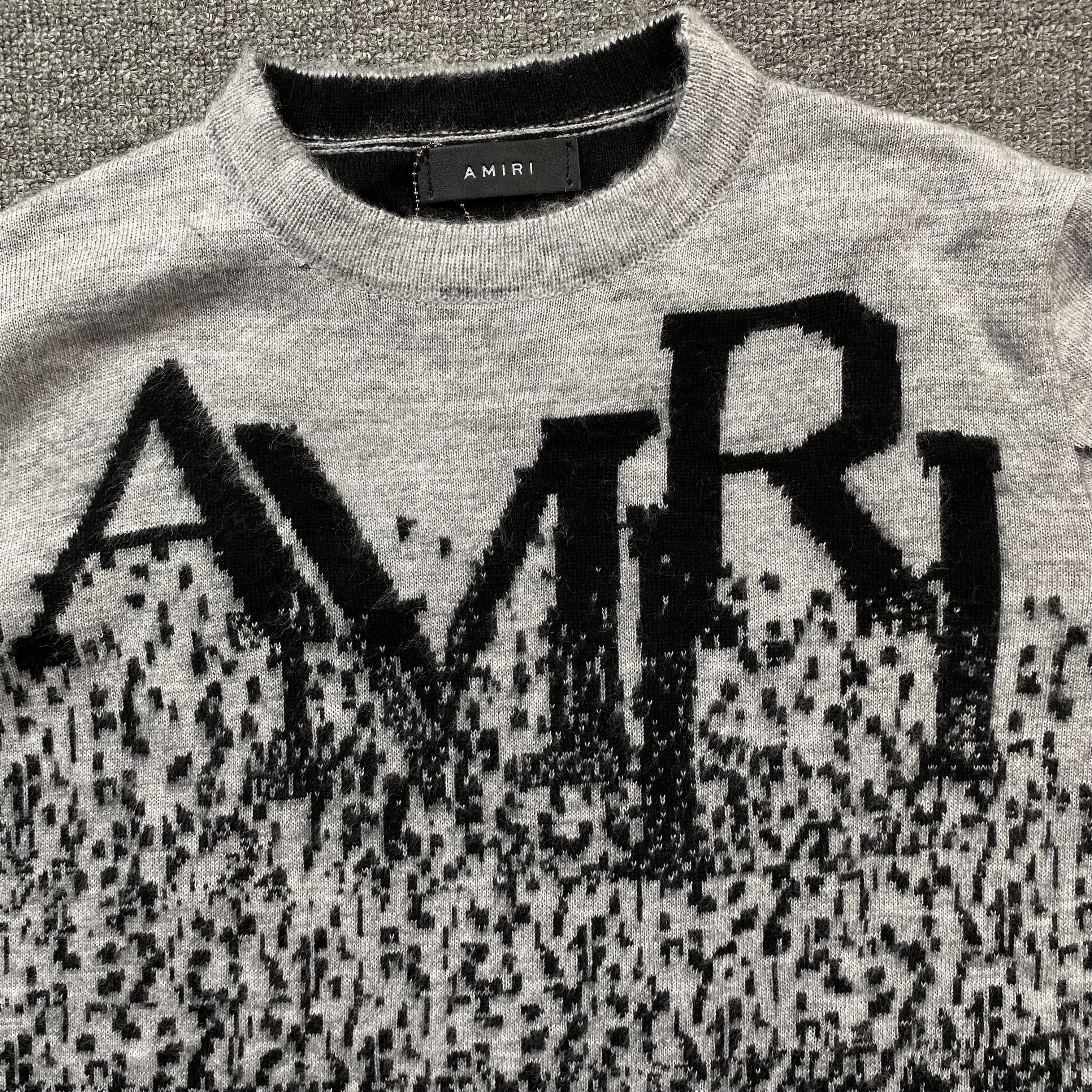 AMIRI STAGGERED GRADIANT CREWNECK GREY - netstar®