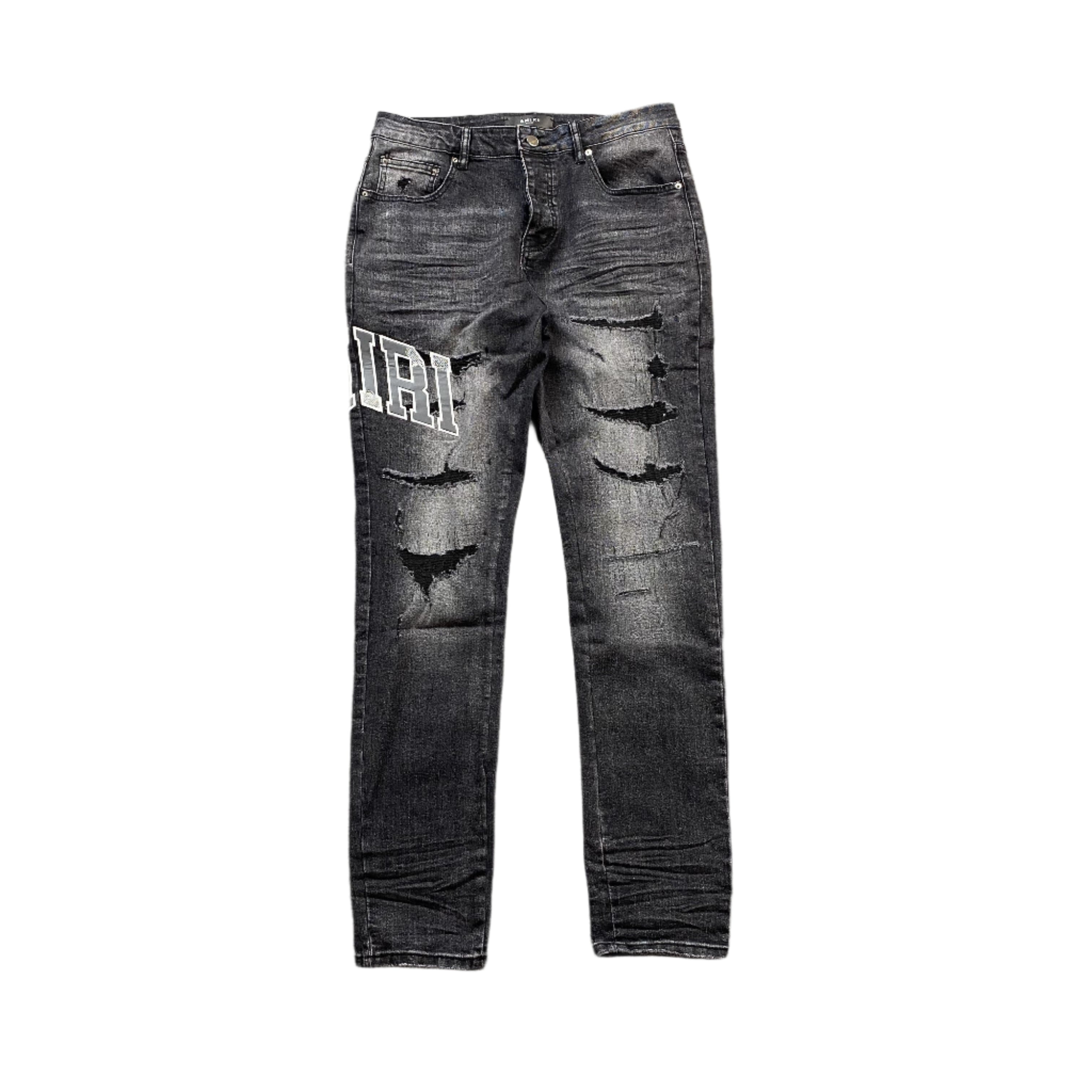 AMIRI VARSITY LOGO REPAIR JEANS - netstar®