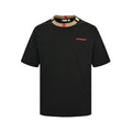 BURBERRY CHECK COLLAR T-SHIRT BLACK