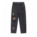 CHROME HEARTS BROWN CROSS PATCH JEANS BLACK - netstar®