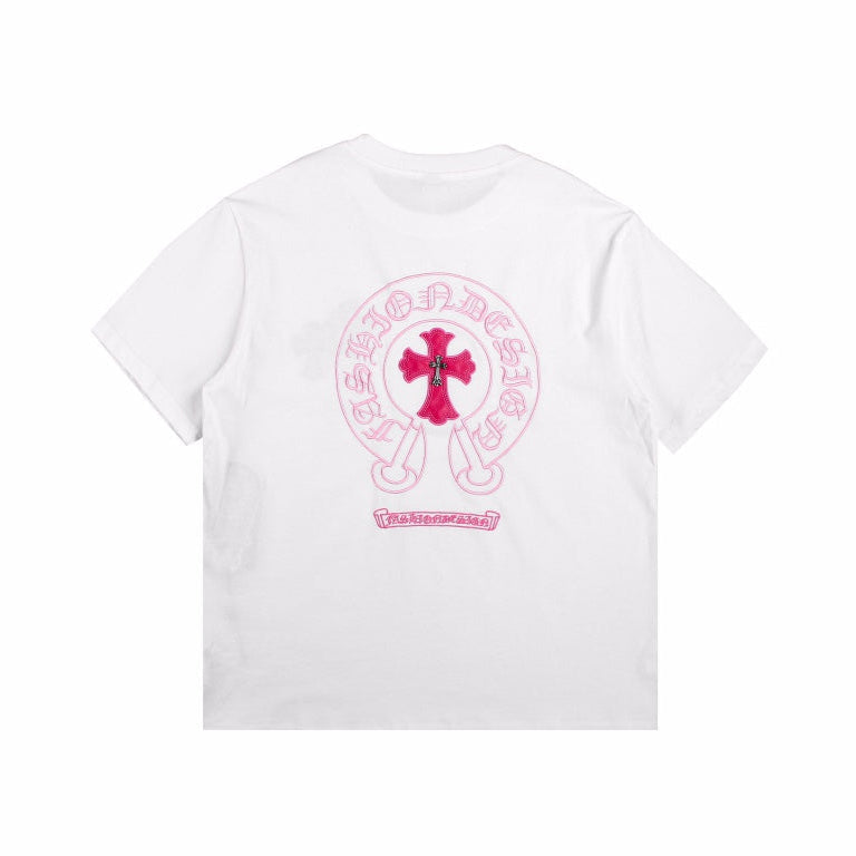 CHROME HEARTS HORSE SHOE LOGO T-SHIRT WHITE PINK - netstar®