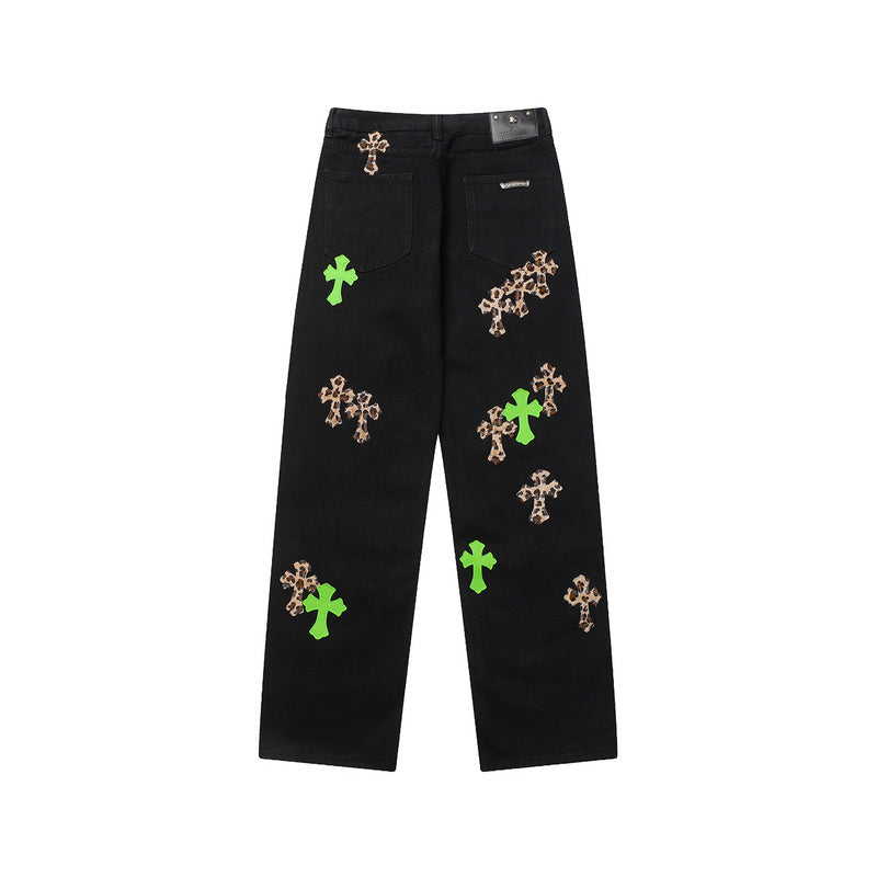 CHROME HEARTS JEANS BLACK GREEN LEOPARD - netstar®