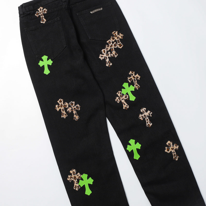 CHROME HEARTS JEANS BLACK GREEN LEOPARD - netstar®
