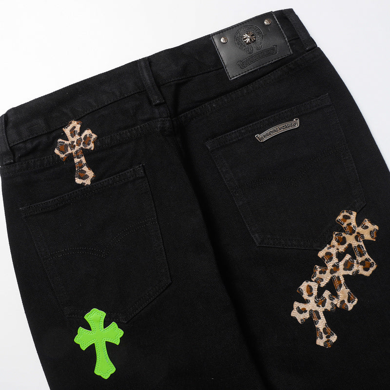 CHROME HEARTS JEANS BLACK GREEN LEOPARD - netstar®