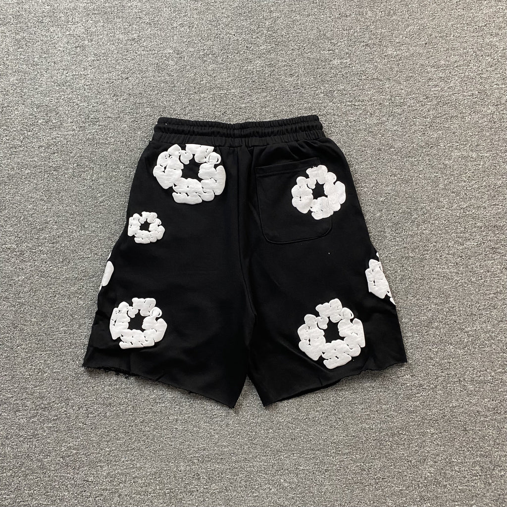 DENIM TEARS COTTON WREATH SHORTS MONOCHROME BLACK - netstar®