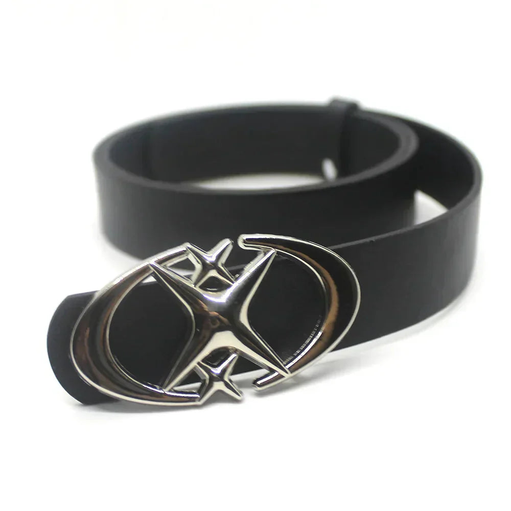 Y2K Cross Star Buckle Leather Belt - netstar®