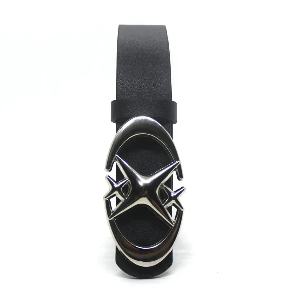 Y2K Cross Star Buckle Leather Belt - netstar®