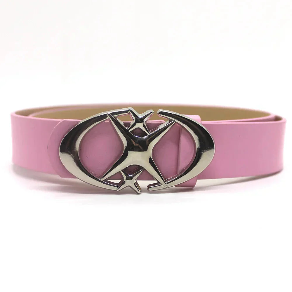 Y2K Cross Star Buckle Leather Belt - netstar®