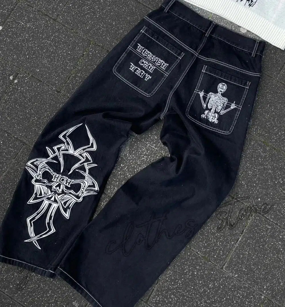 Y2K Embroidered Baggy Jeans - netstar®