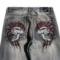 Grunge Skull Embroidery Mid Rise Jeans - netstar®