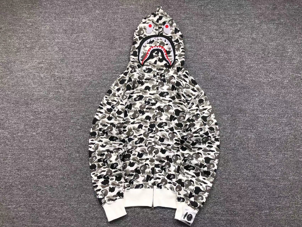 BAPE ABC CAMO SHARK FULL ZIP HOODIE GREY - netstar®
