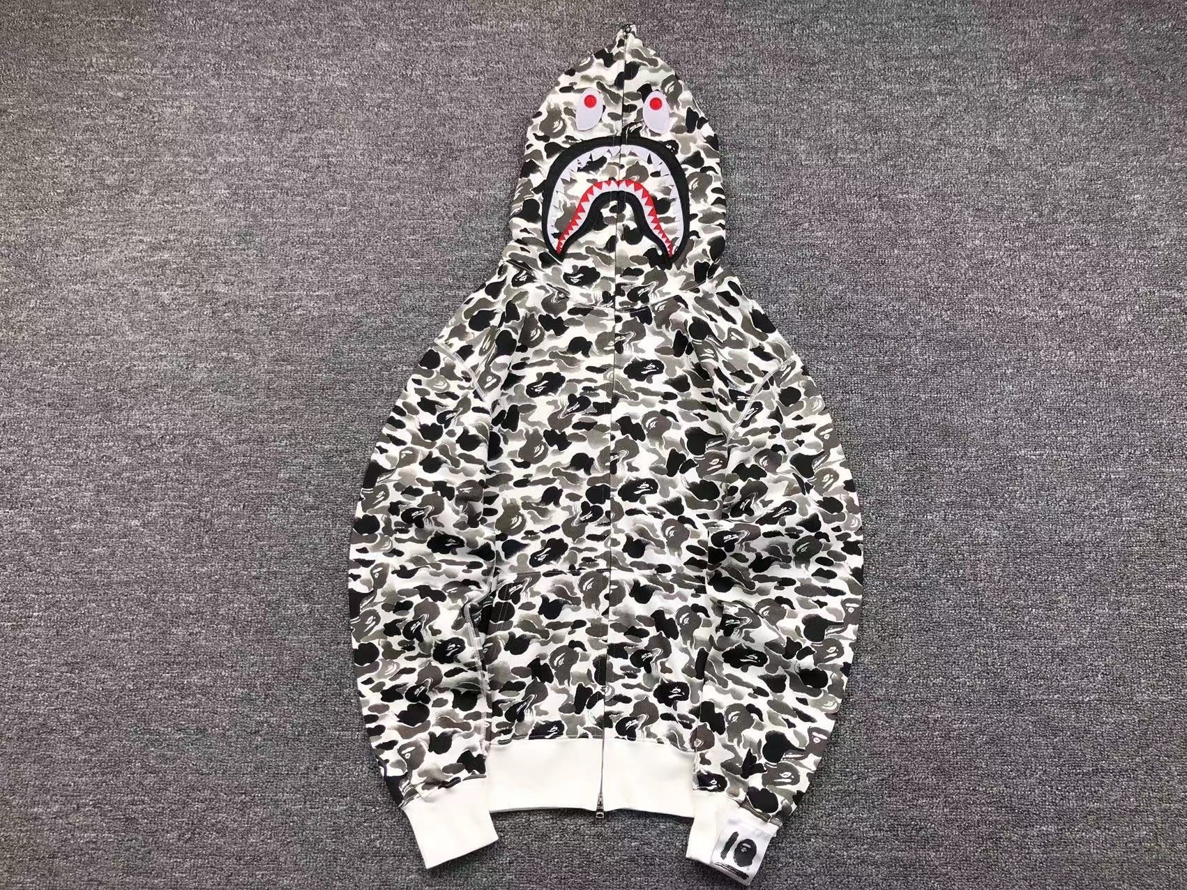 BAPE ABC CAMO SHARK FULL ZIP HOODIE GREY - netstar®