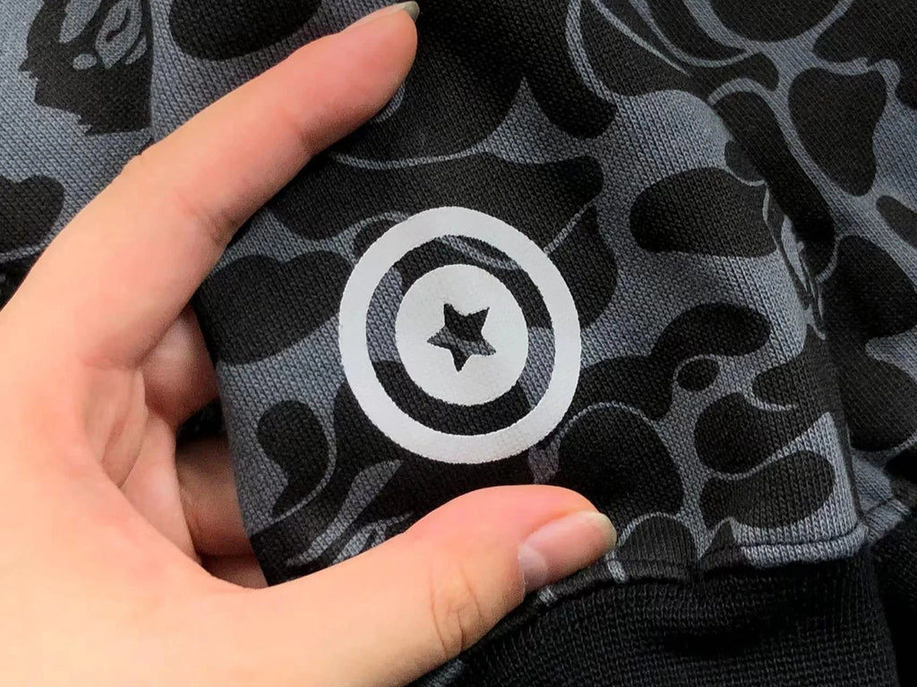 BAPE X DOVER STREET MARKET SPECIAL CAMO SHARK FULL ZIP HOODIE BLACK - netstar®
