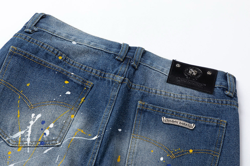CHROME HEARTS GREEN CROSS PATCH JEANS DENIM - netstar®