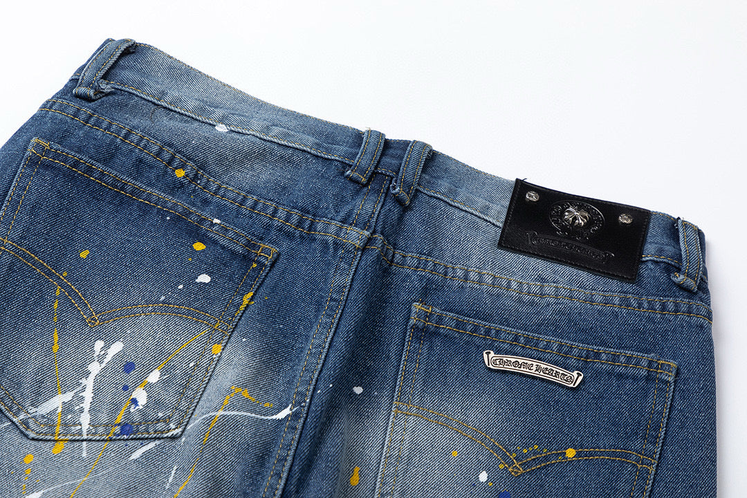 CHROME HEARTS GREEN CROSS PATCH JEANS DENIM - netstar®