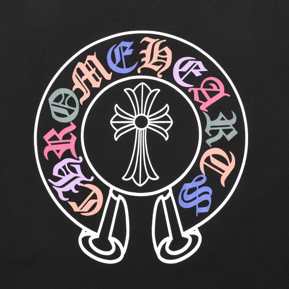 CHROME HEARTS MULTICOLOR HORSE SHOE LOGO T-SHIRT BLACK - netstar®