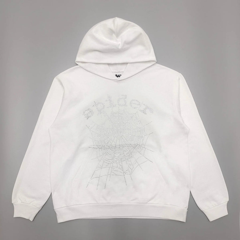 SP5DER OG RHINESTONE LOGO HOODIE WHITE - netstar®
