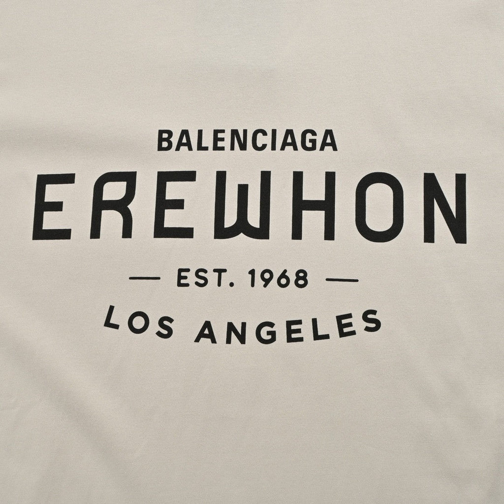 Balenciaga Beige T-Shirt with EREWHON Graphic