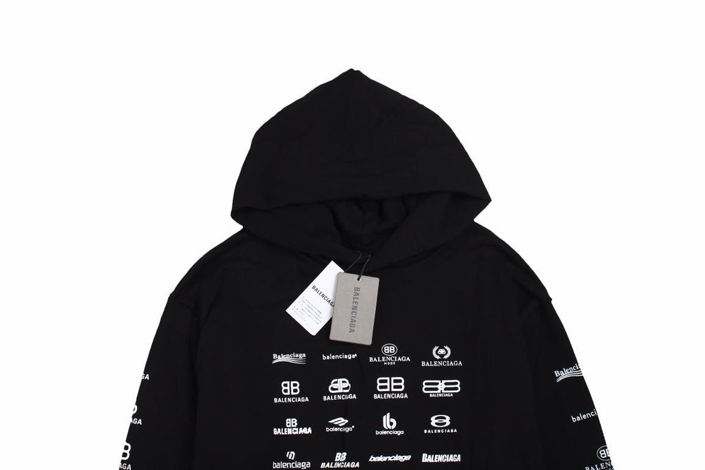 Balenciaga Black Multilogo Hoodie