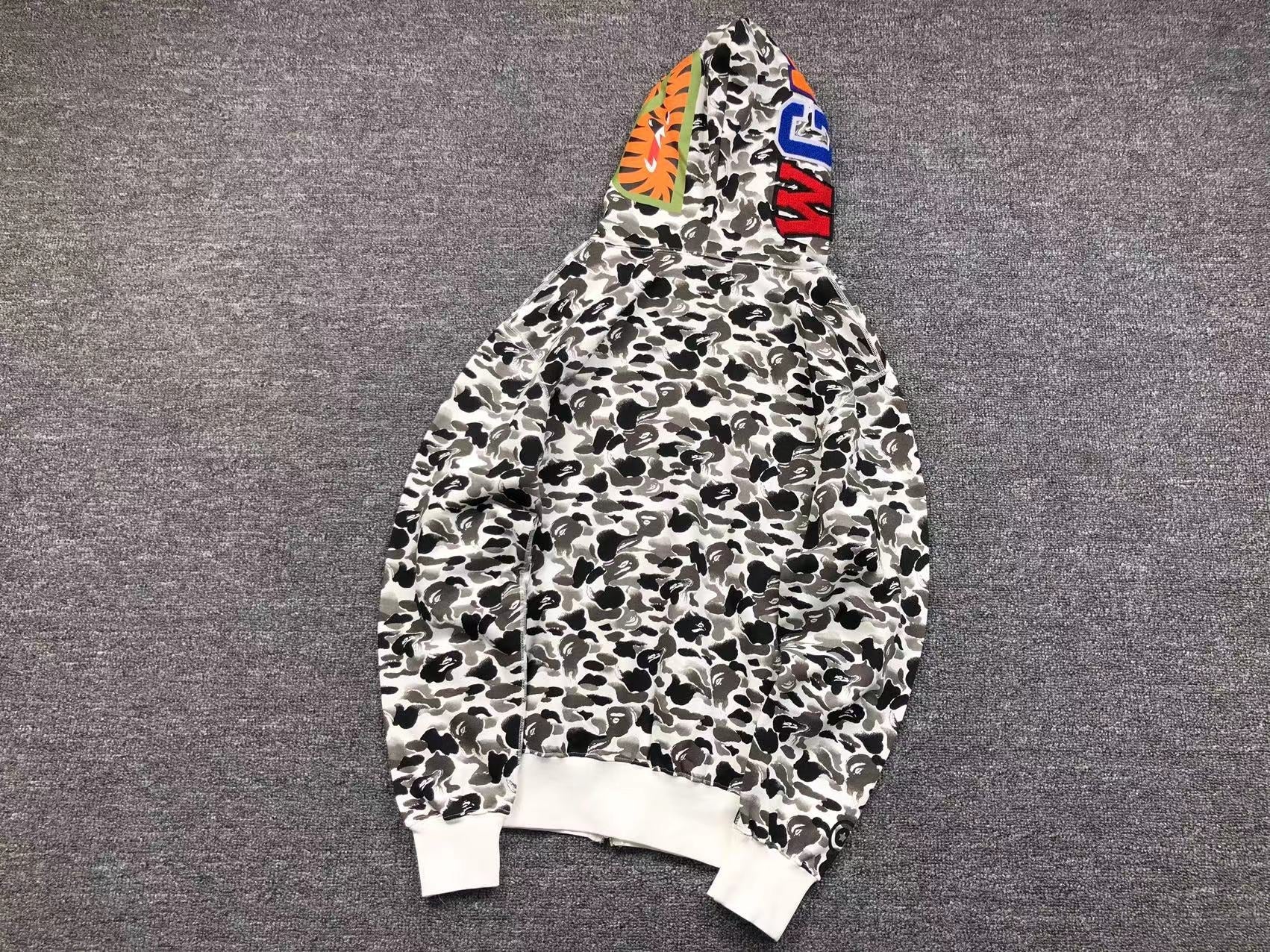 BAPE ABC CAMO SHARK FULL ZIP HOODIE GREY - netstar®
