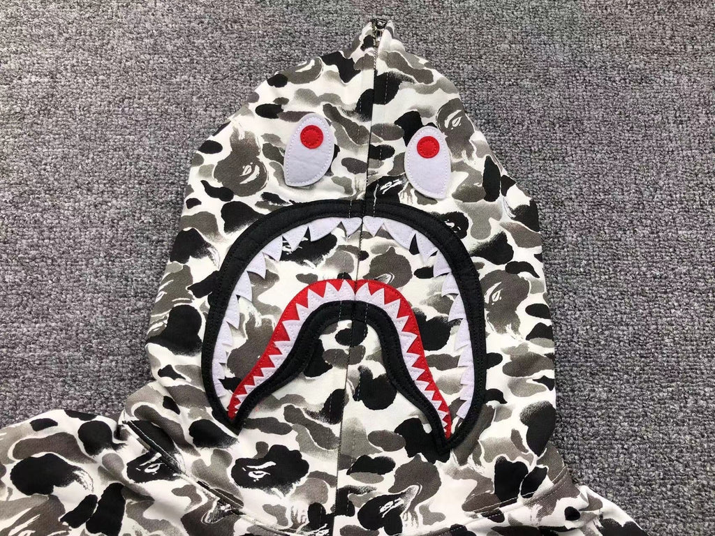BAPE ABC CAMO SHARK FULL ZIP HOODIE GREY - netstar®