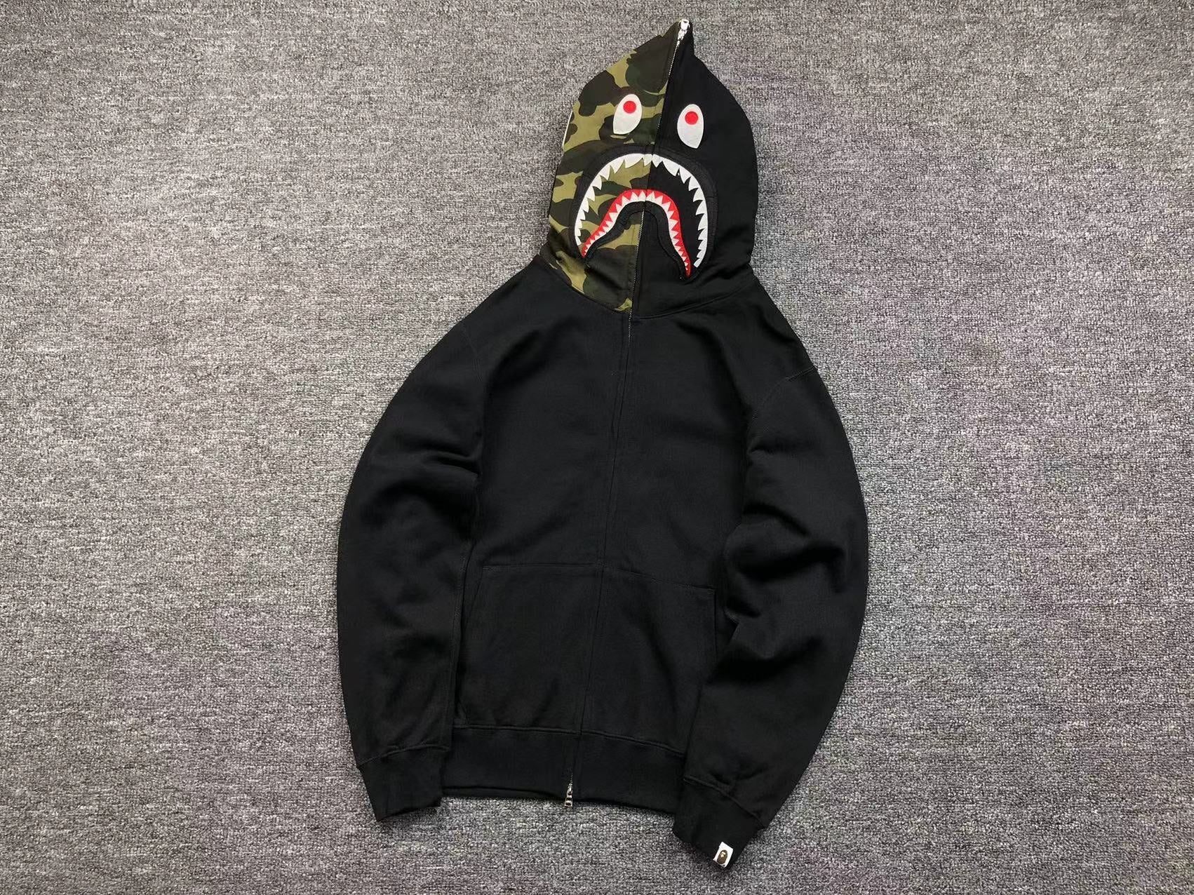 BAPE SHARK FULL ZIP HOODIE BLACK - netstar®