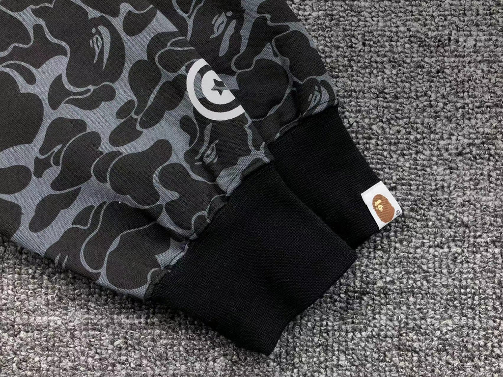BAPE X DOVER STREET MARKET SPECIAL CAMO SHARK FULL ZIP HOODIE BLACK - netstar®