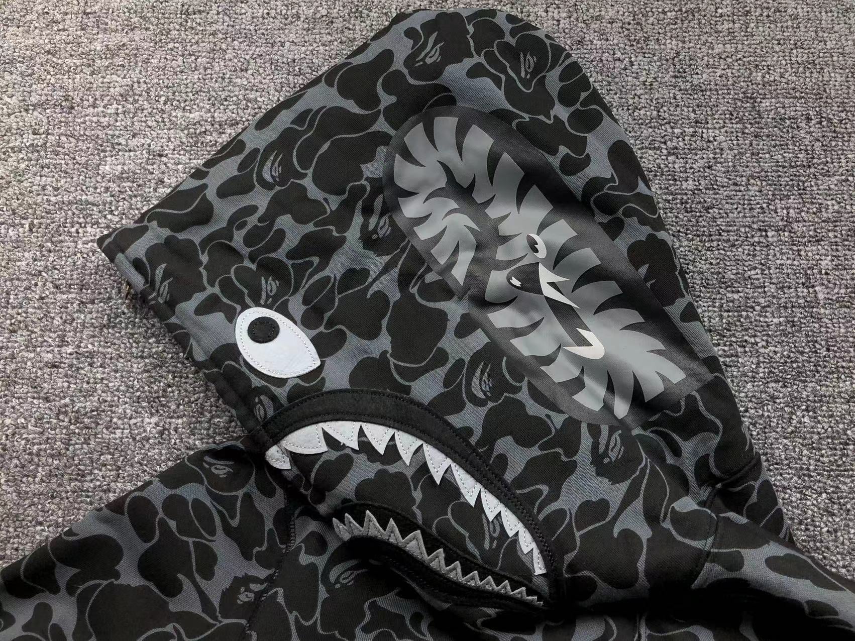 BAPE X DOVER STREET MARKET SPECIAL CAMO SHARK FULL ZIP HOODIE BLACK - netstar®
