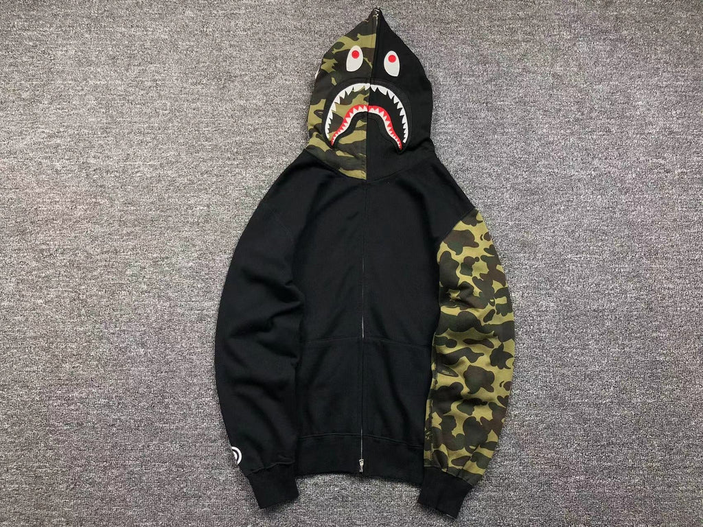 BAPE GREEN CAMO FULL ZIP HOODIE BLACK - netstar®