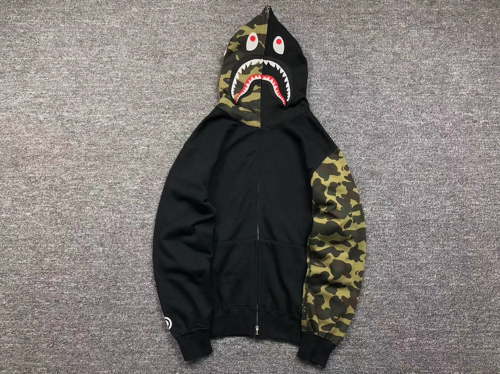 BAPE GREEN CAMO FULL ZIP HOODIE BLACK - netstar®
