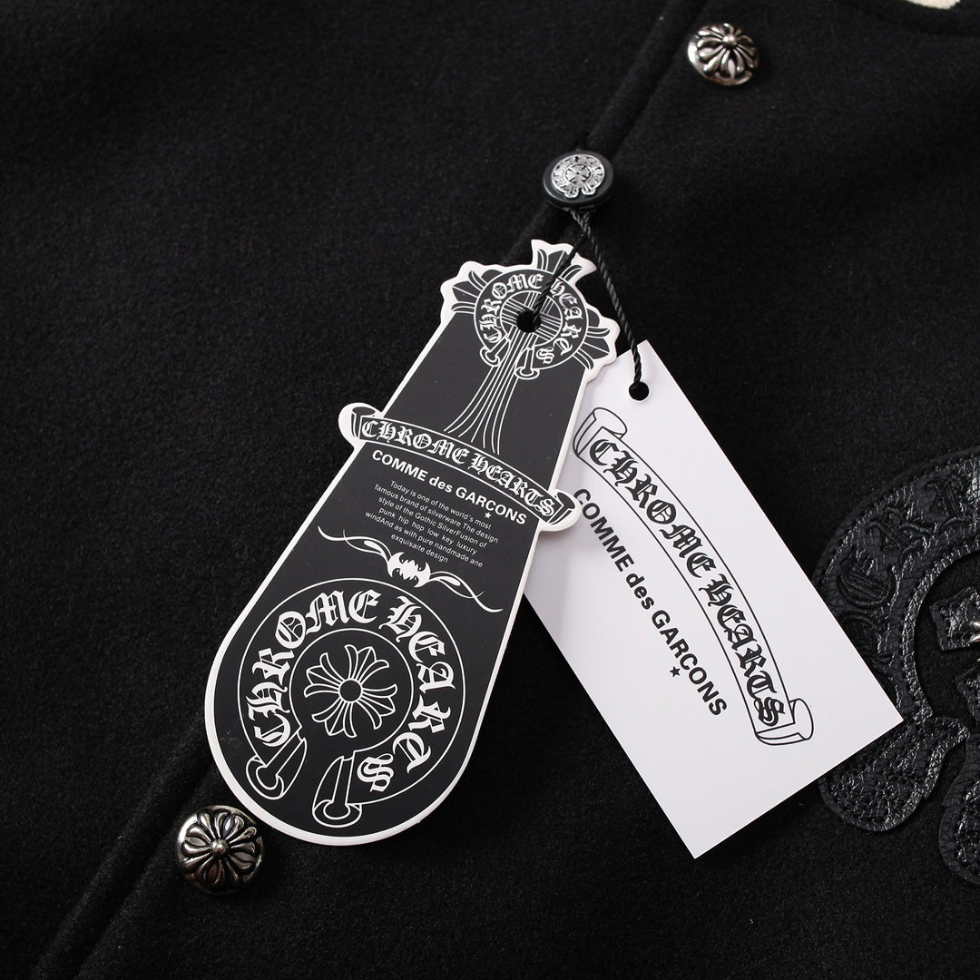 CHROME HEARTS HORSE SHOE LOGO VARSITY JACKET BLACK - netstar®