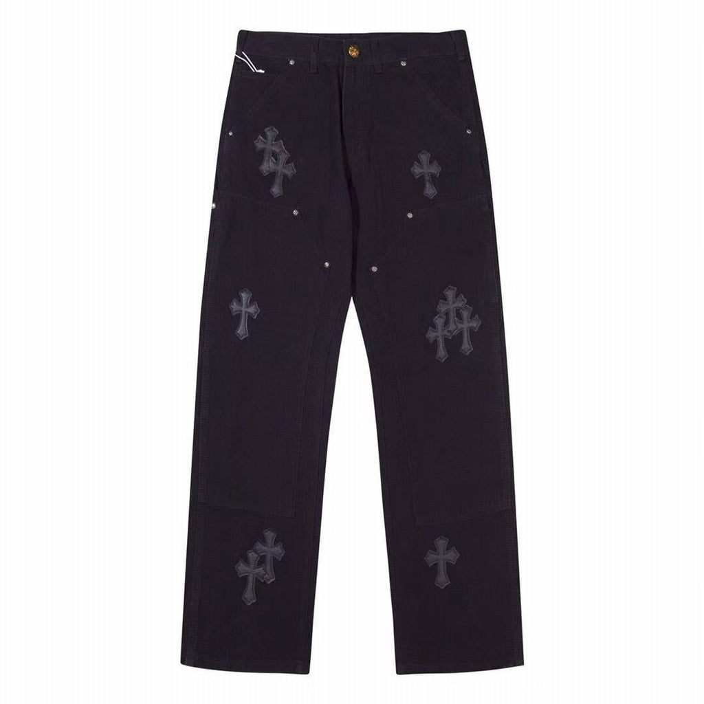 CHROME HEARTS BLACK DOUBLE KNEE CARPENTER JEANS - netstar®