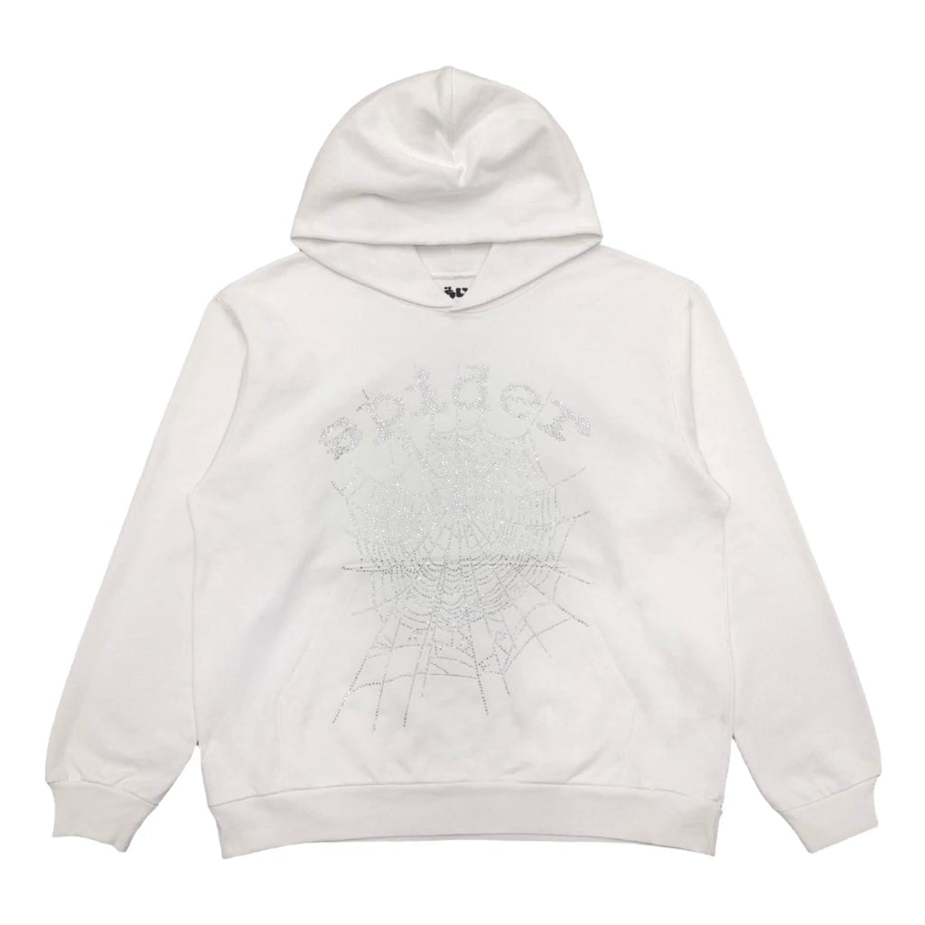 SP5DER OG RHINESTONE LOGO HOODIE WHITE - netstar®